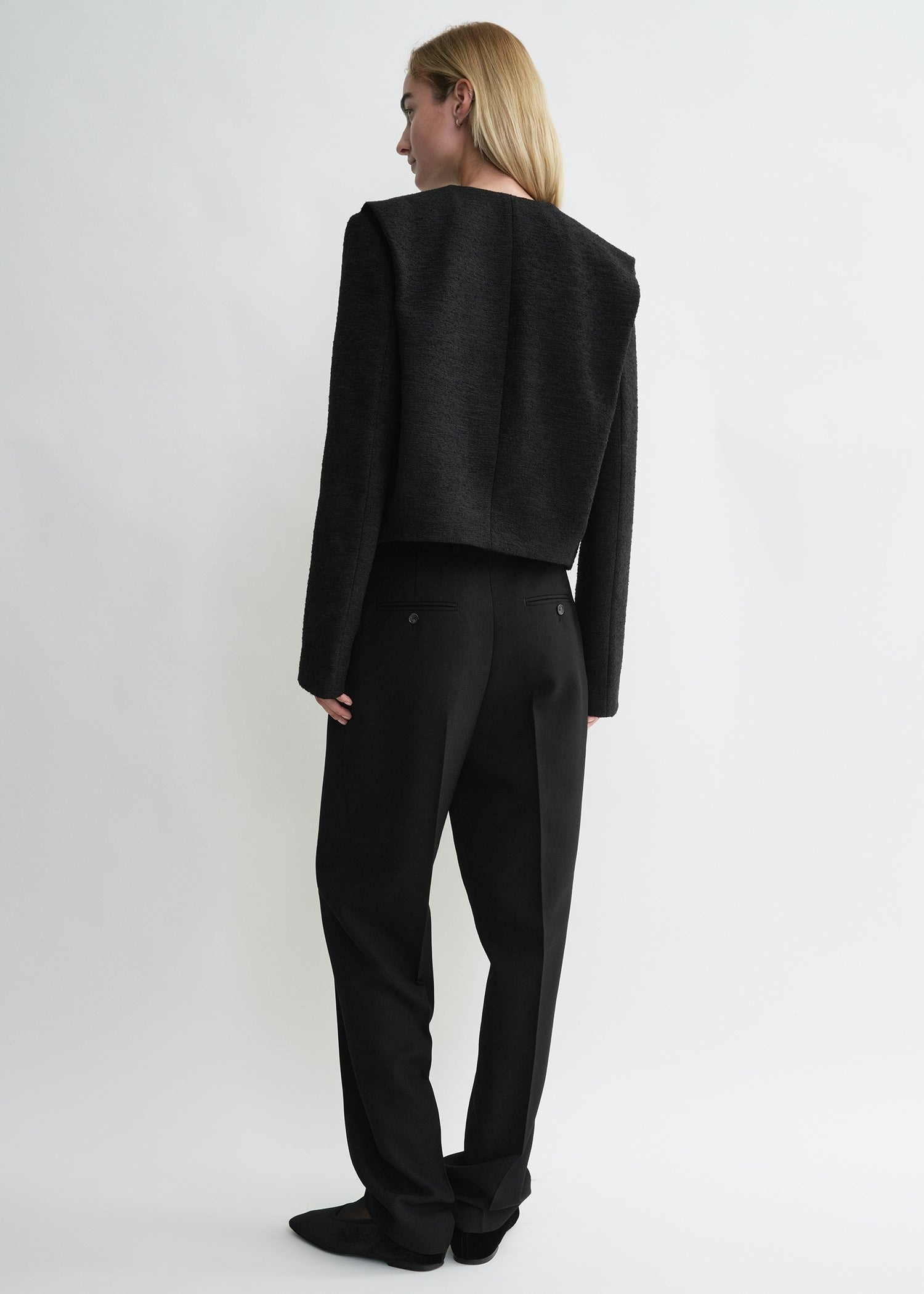 Cropped bouclé jacket black - 4