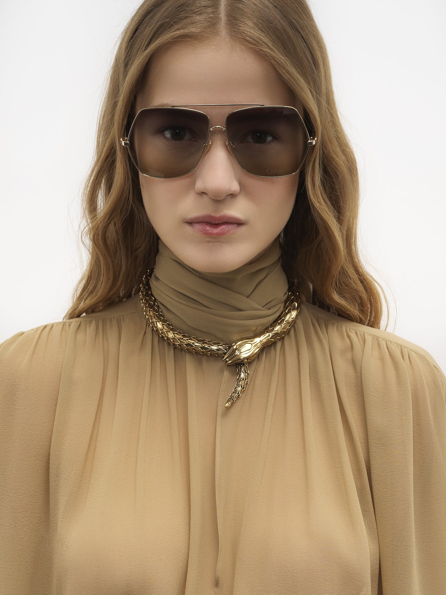BOXY LAVALLIÈRE BLOUSE IN SILK GEORGETTE - 6
