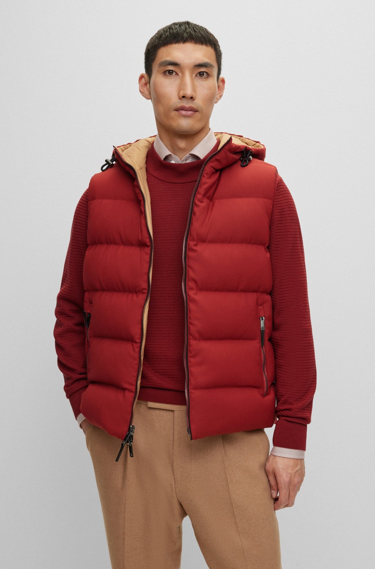 WOOL-BLEND HOODED GILET WITH DOWN FILLING - 2