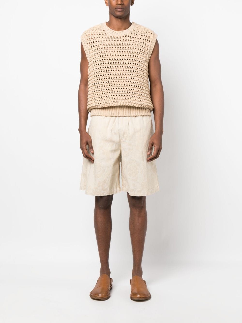 Barocco Silhouette-jacquard drawstring shorts - 2