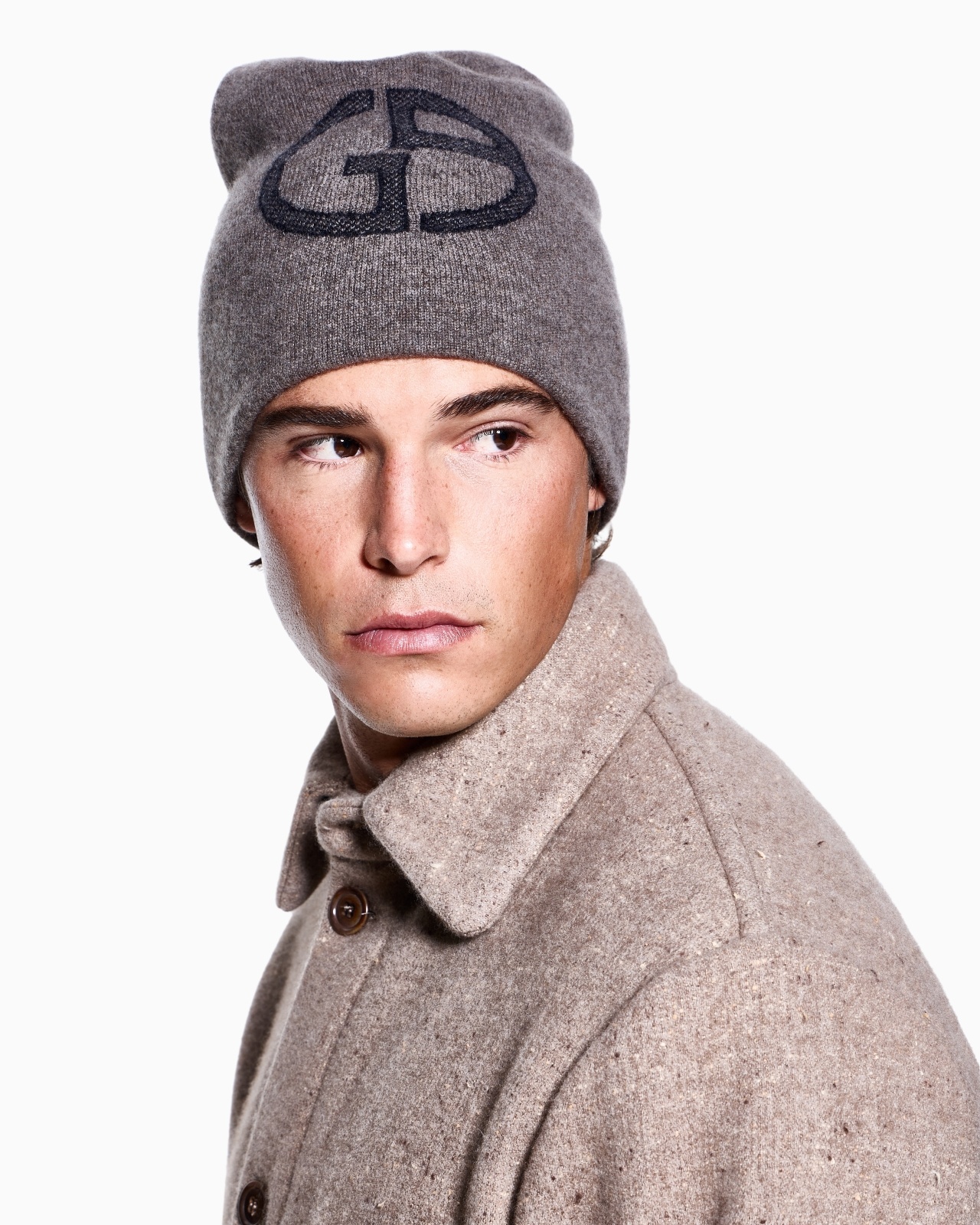 CASHMERE BEANIE WITH GA LOGO INTARSIA - 3