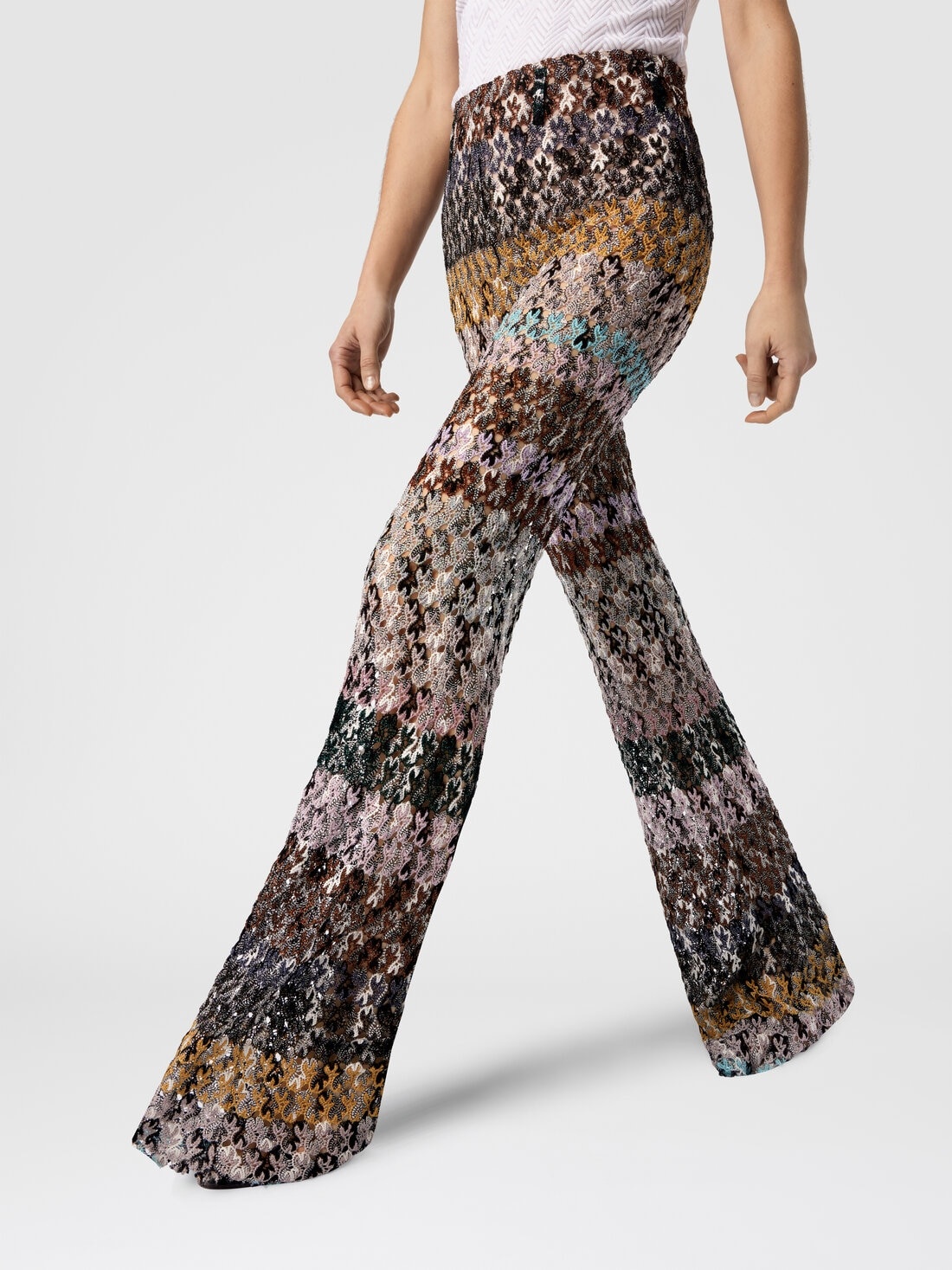 Flare Pants in Embroidered Lace - 4