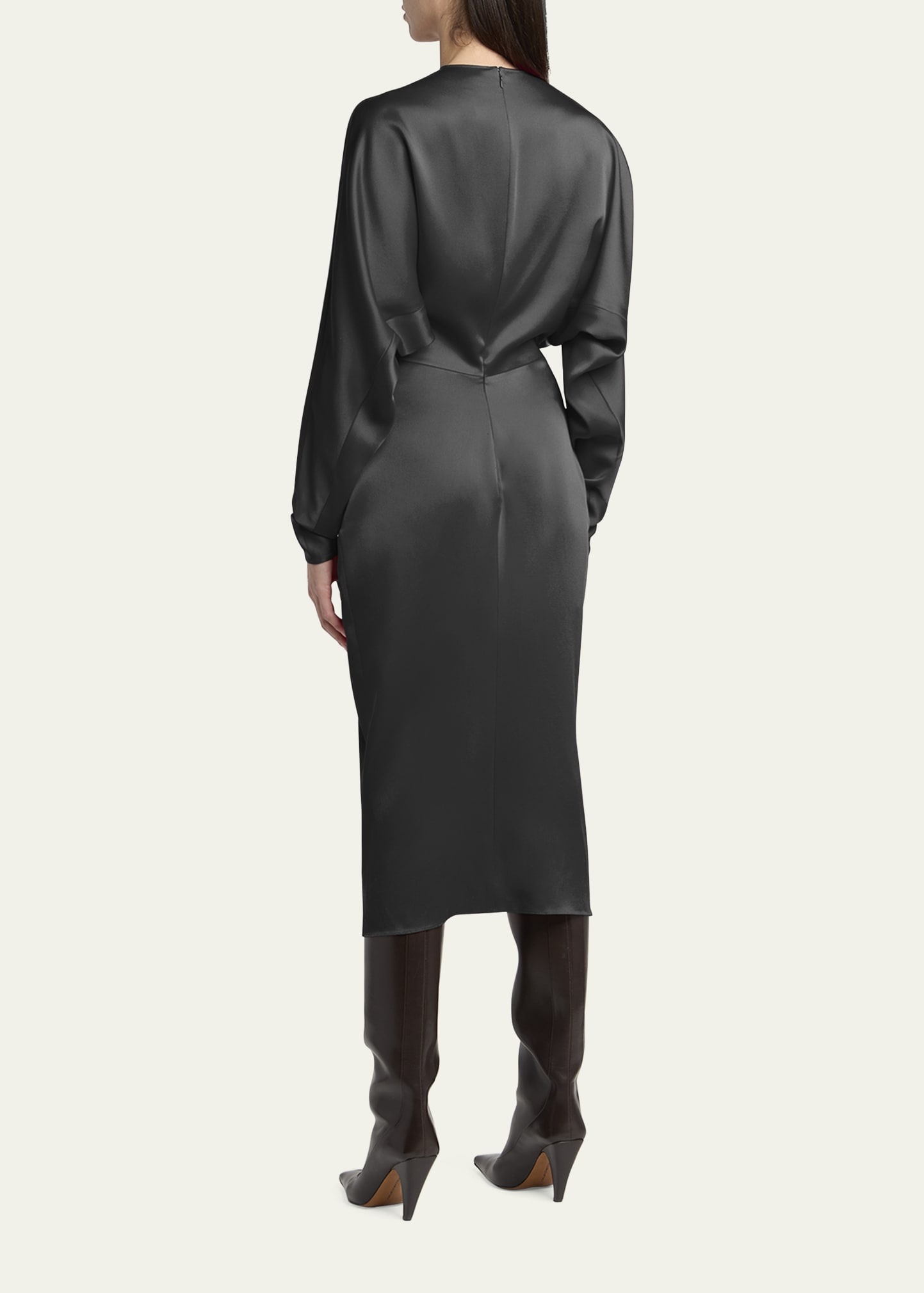 Twist-Front Satin Dress - 3
