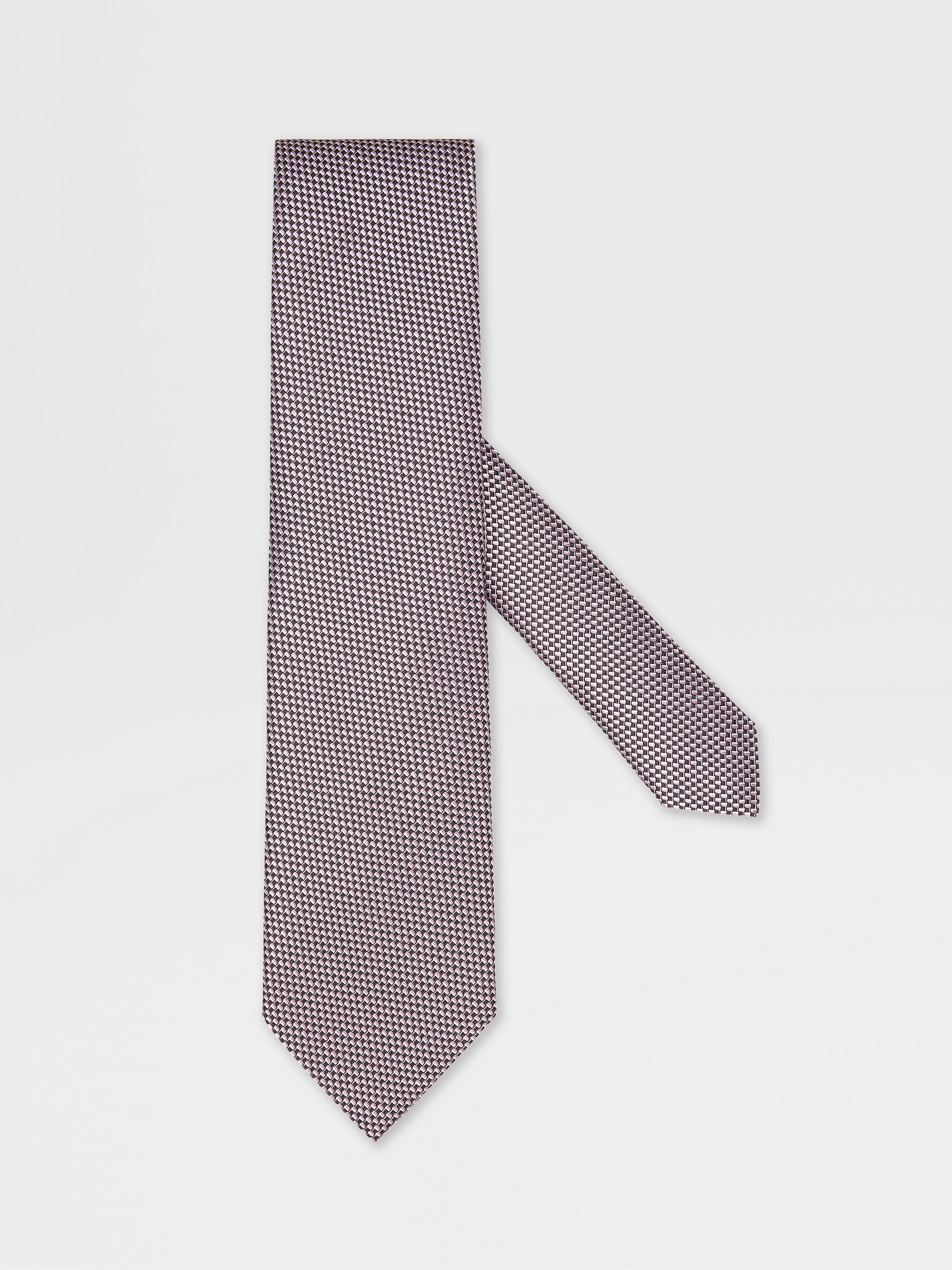 PINK JACQUARD SILK TIE - 1