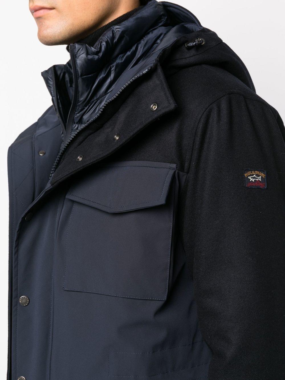 multi-pocket down hooded coat - 5