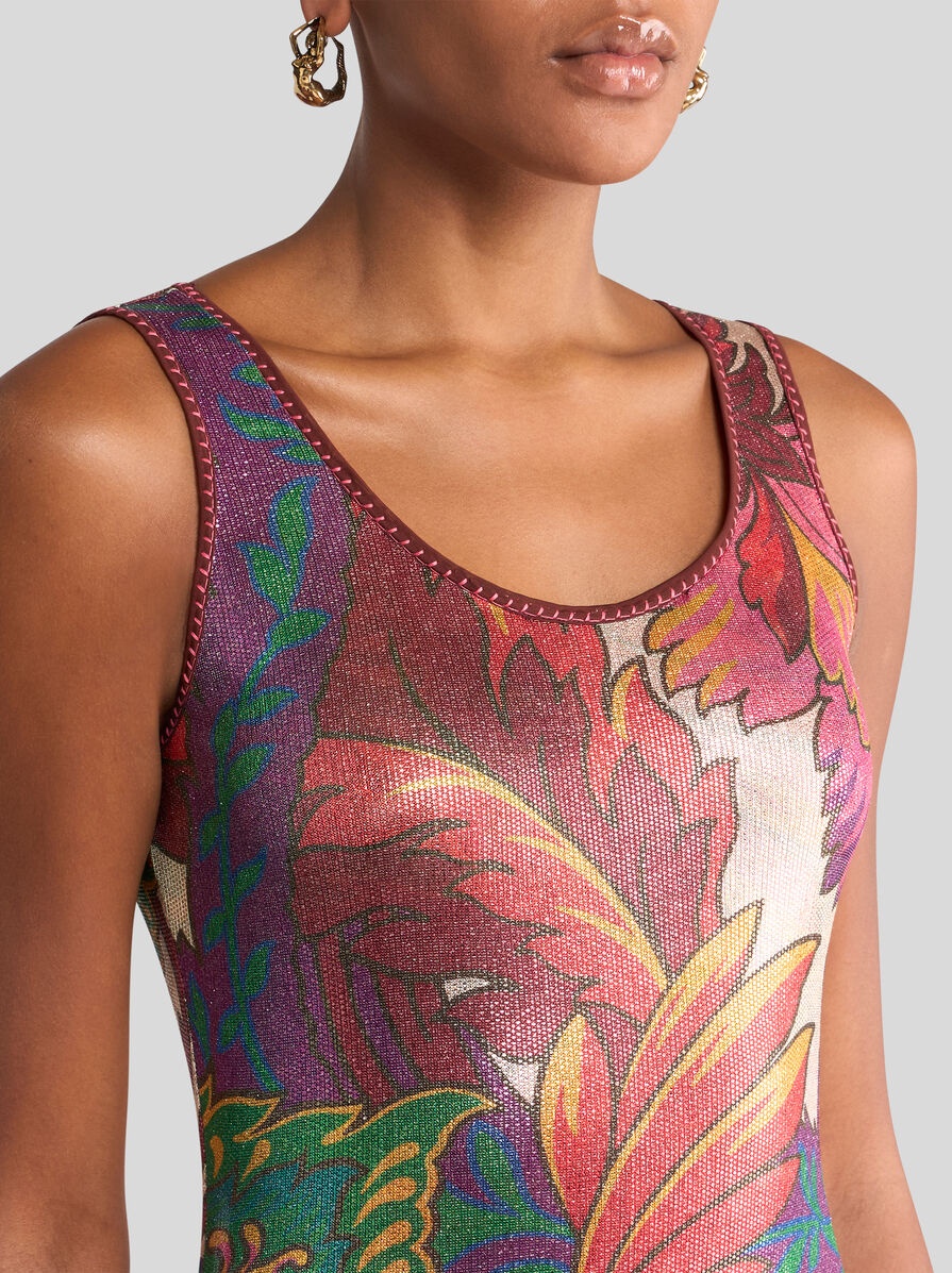 Etro LAMINATED JERSEY DRESS WITH MAXI FLORAL PRINT | REVERSIBLE