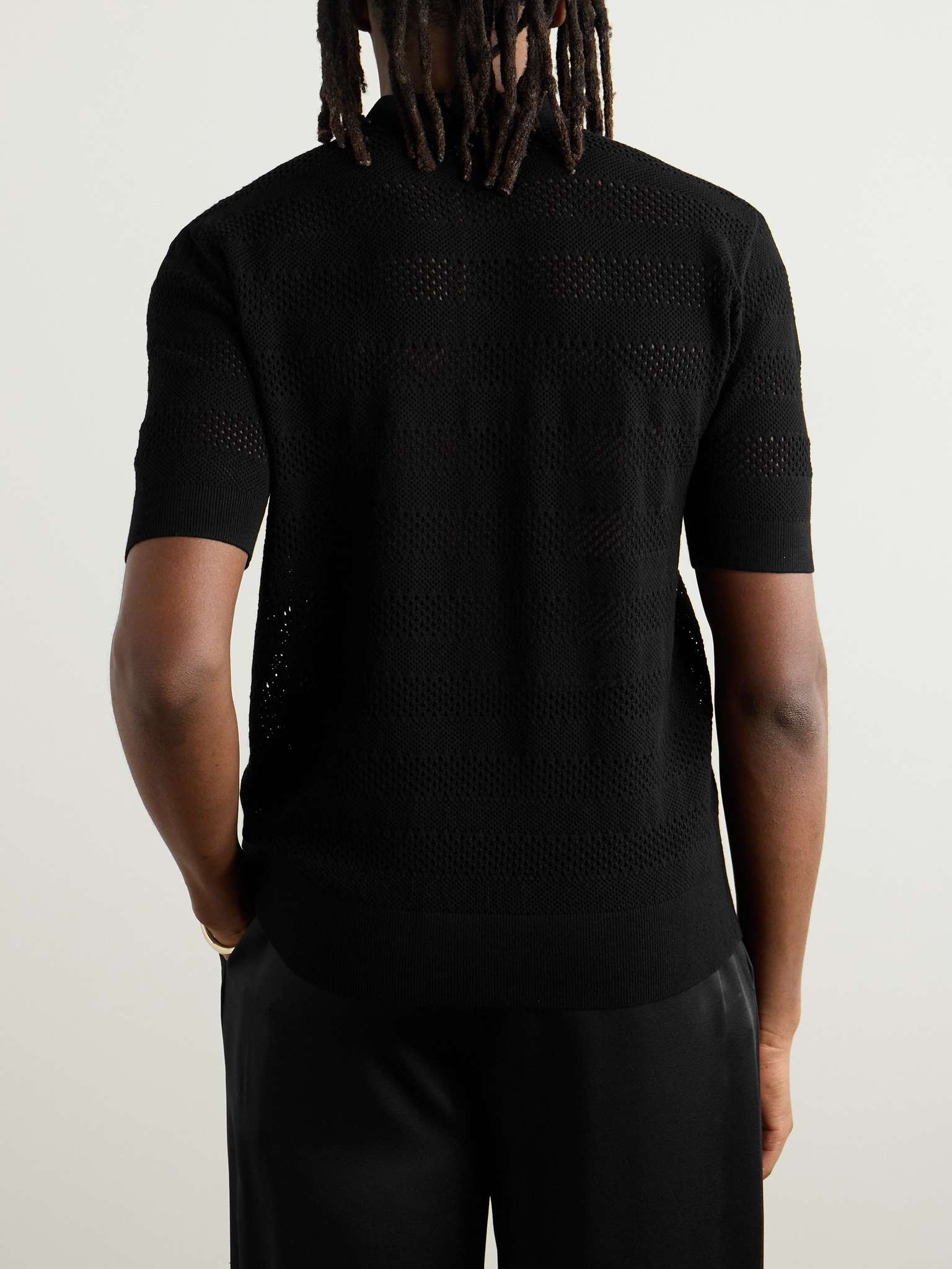 Slim-Fit Striped Pointelle-Knit Polo Shirt - 3