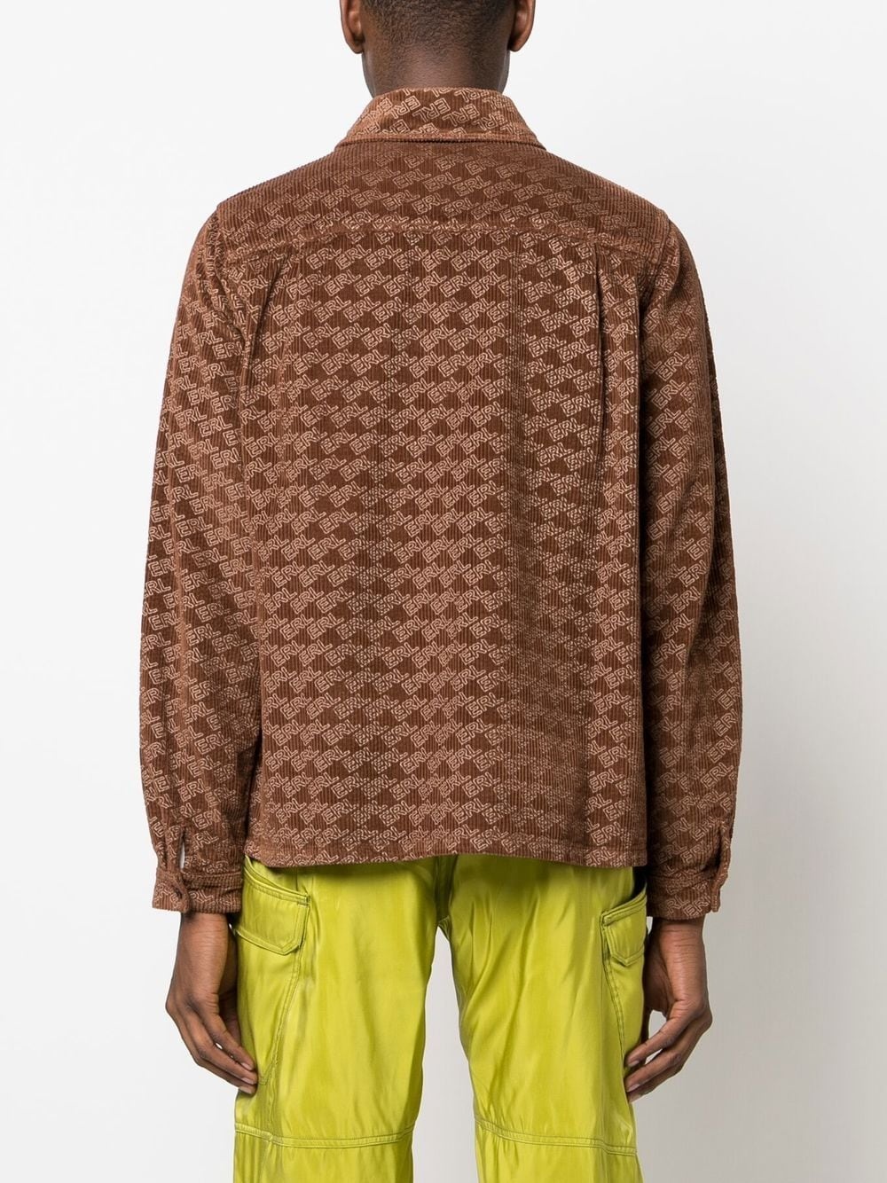 all-over logo print corduroy shirt - 4