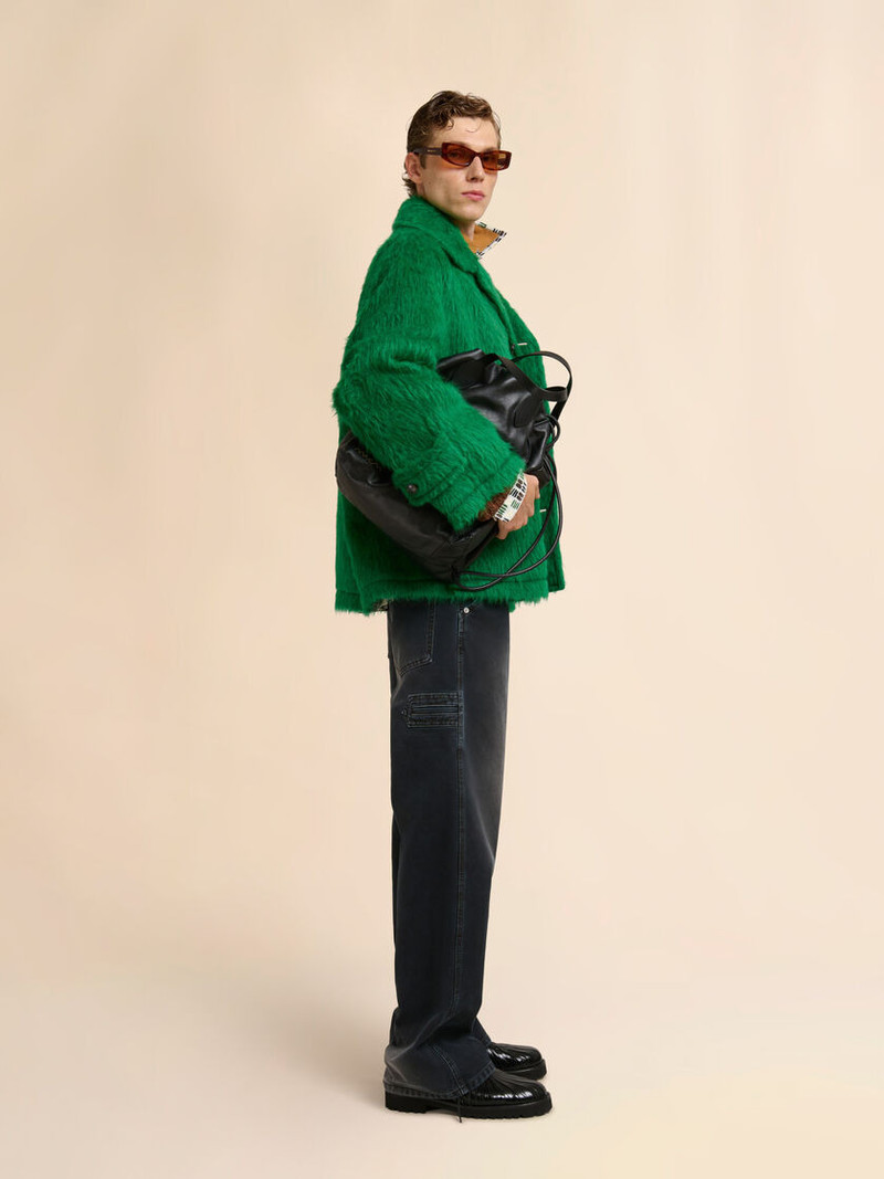 GREEN WOOL JACKET WITH SHAGGY BRUSHED FINISH 6