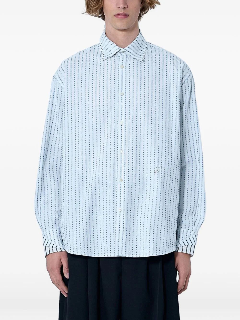 patterned cotton poplin shirt - 1