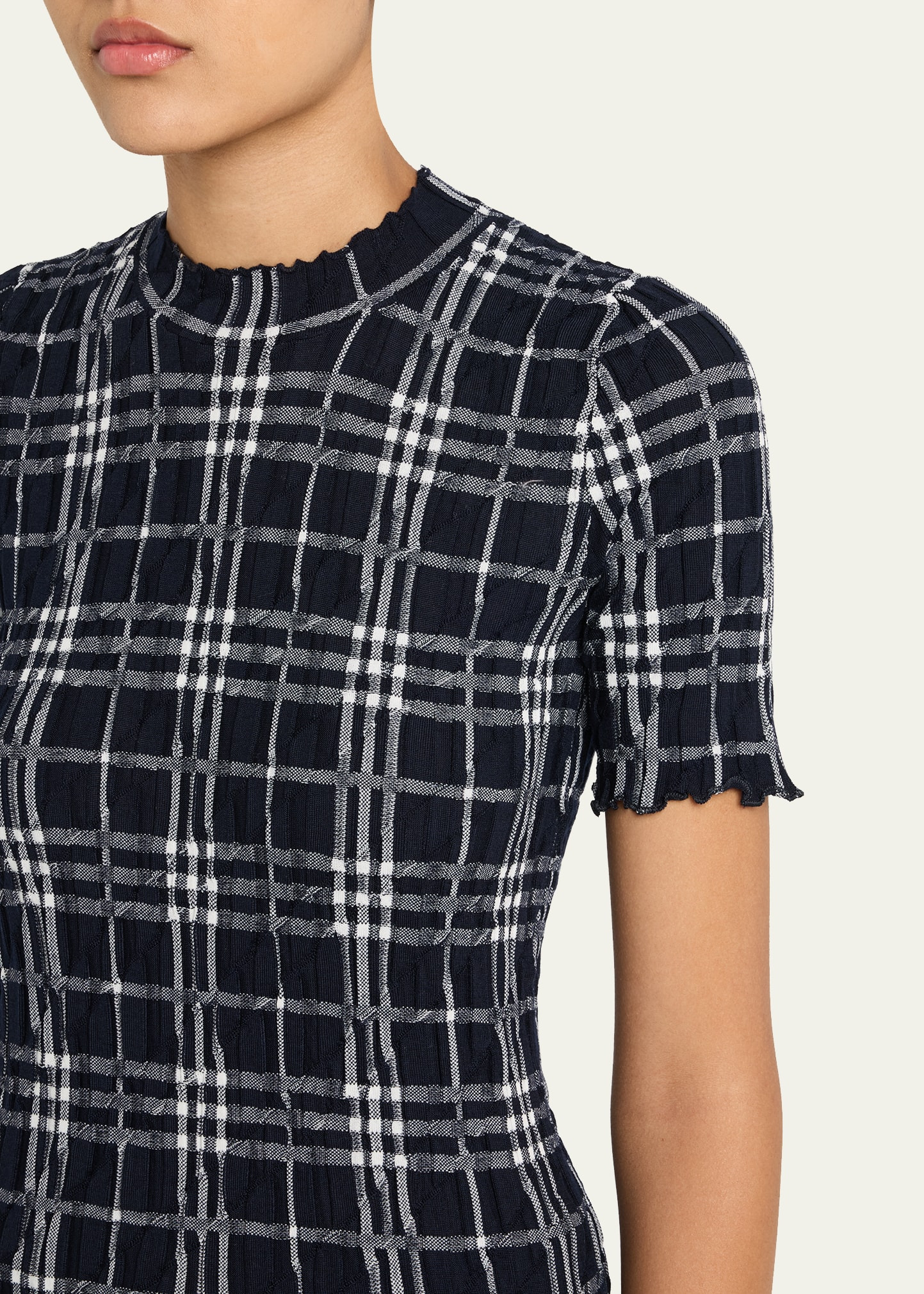 Check Short-Sleeve Crinkle Top - 5