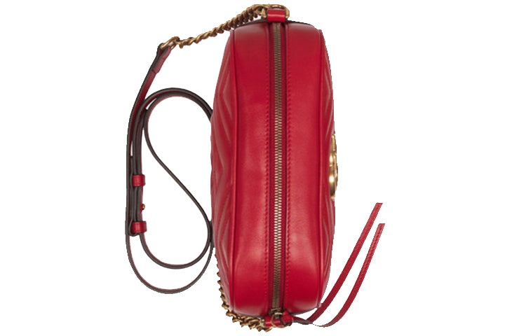 (WMNS) Gucci GG Marmont Gold Logo Leather Chain Small Red Classic Shoulder Messenger Bag 447632-DTD1 - 7