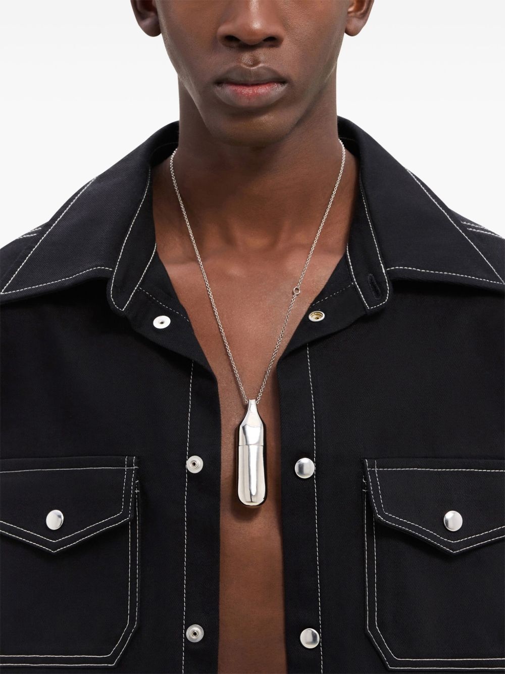 double pocket topstitched denim shirt - 5