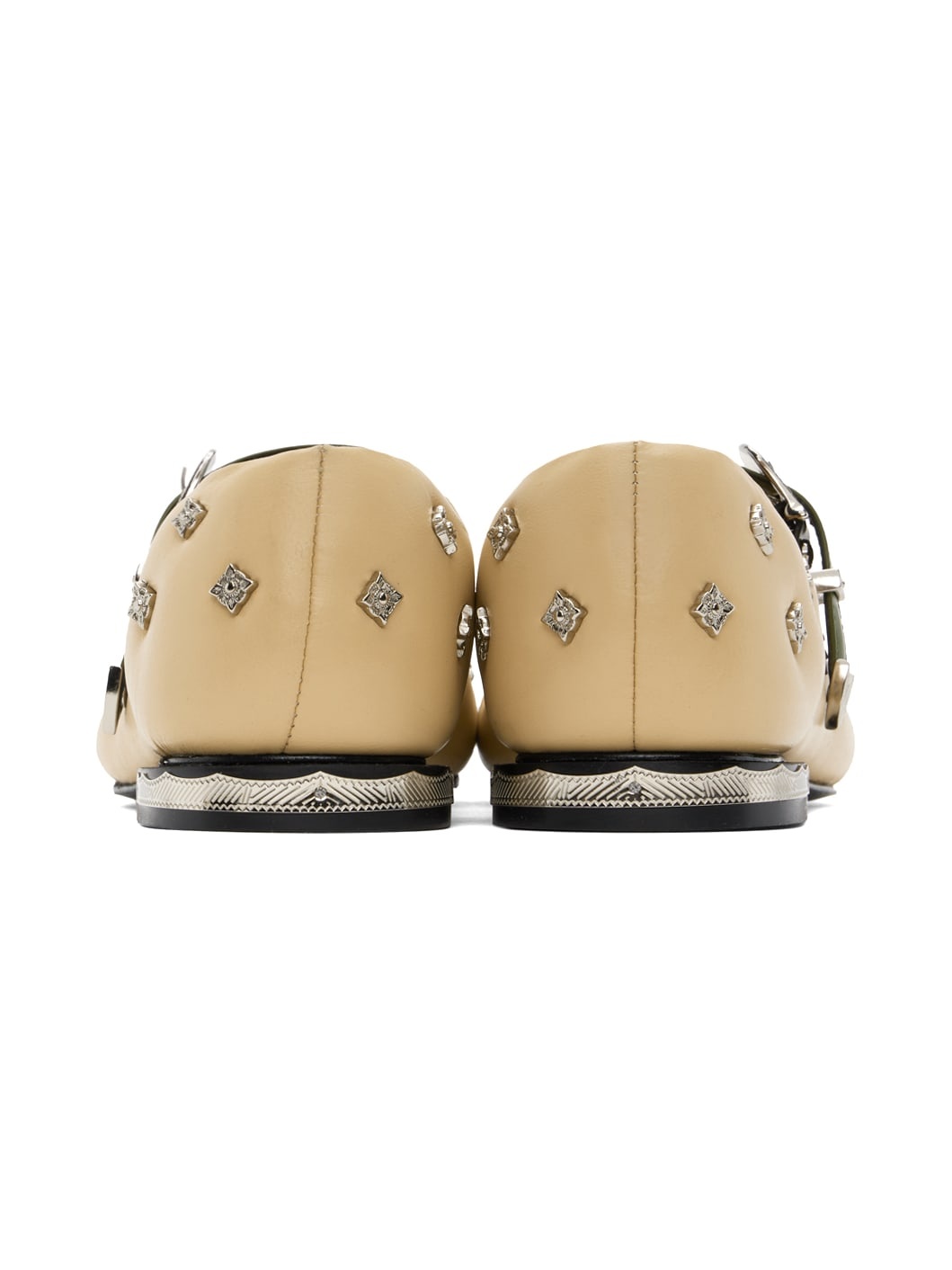 Beige & Khaki Mary Jane Ballerina Flats - 2