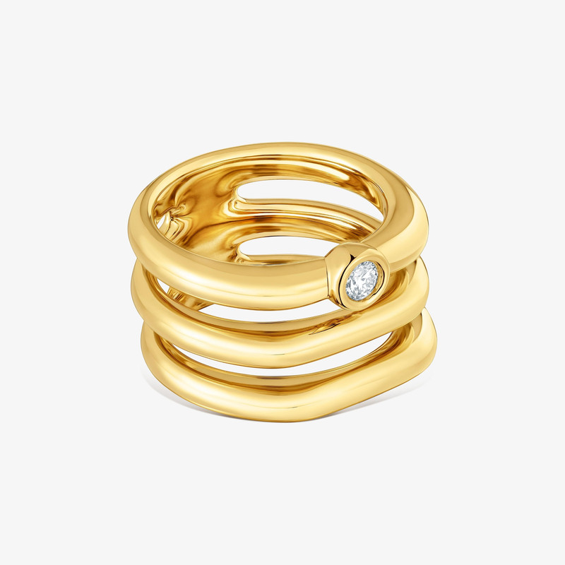 TOUS 18K gold vermeil Triple ring with laboratory-grown diamond Line LGD outlook