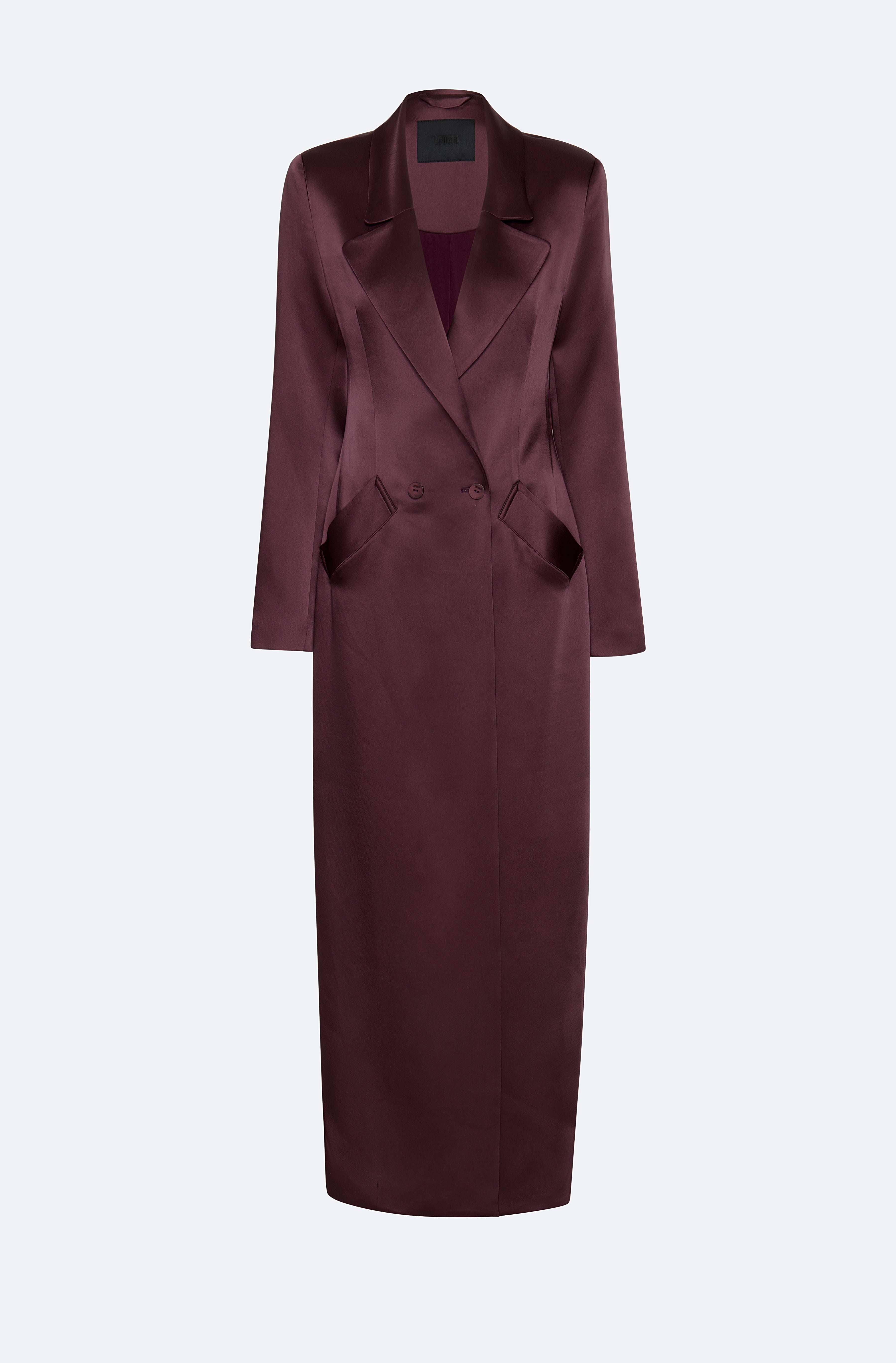 Satin Double Breasted Coat - 1