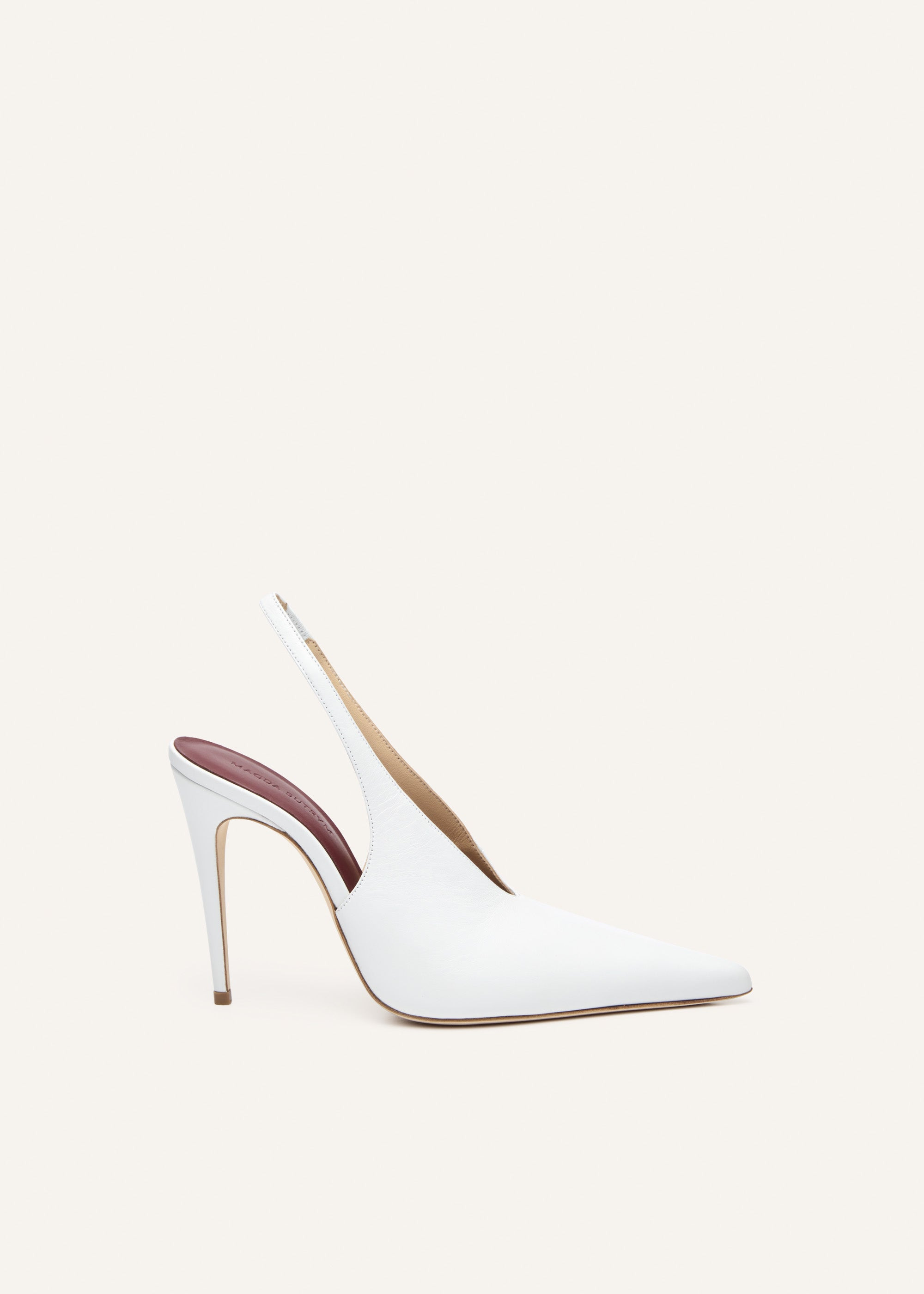 Slingback pointed heel in white leather - 1