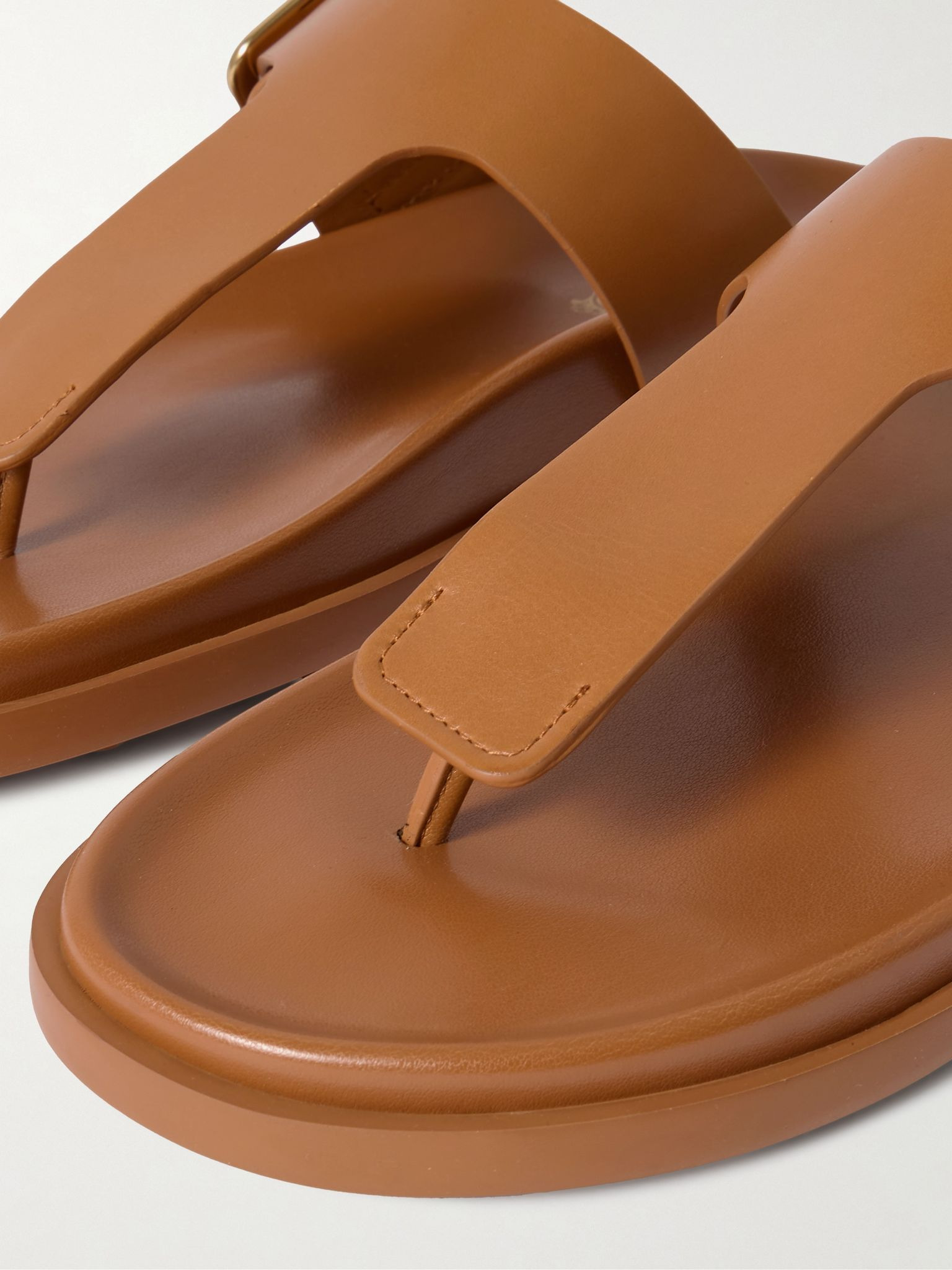 Buckled leather sandals Tan - 4