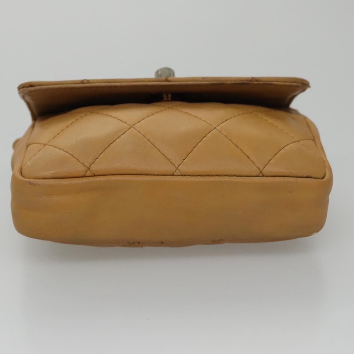 CHANEL Matelasse Waist Bag Leather Beige CC - 6