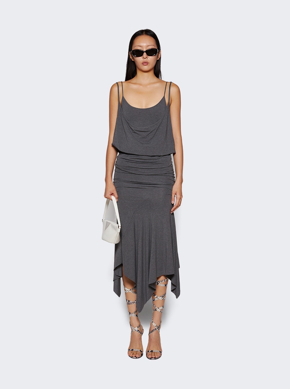 Asymmetric Midi Dress Dark Grey - 2