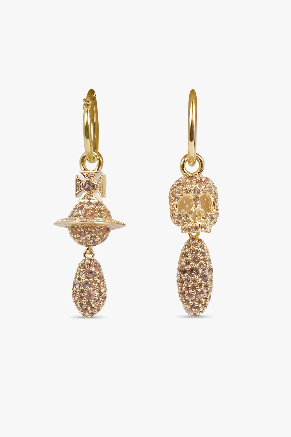 CIRCE SKELETON X ORB DROP EARRINGS | GOLD - 1