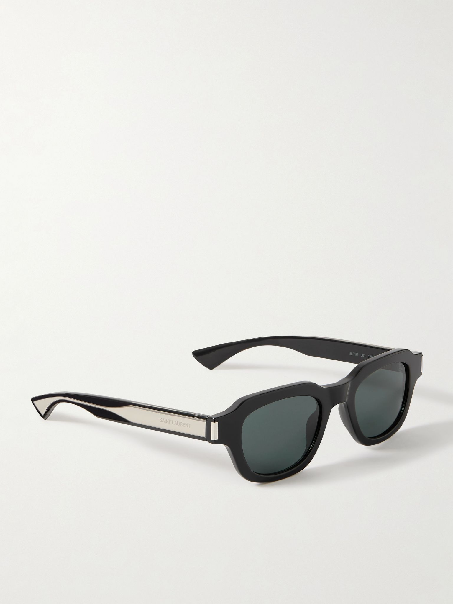 D-frame acetate and silver-tone sunglasses Black - 3