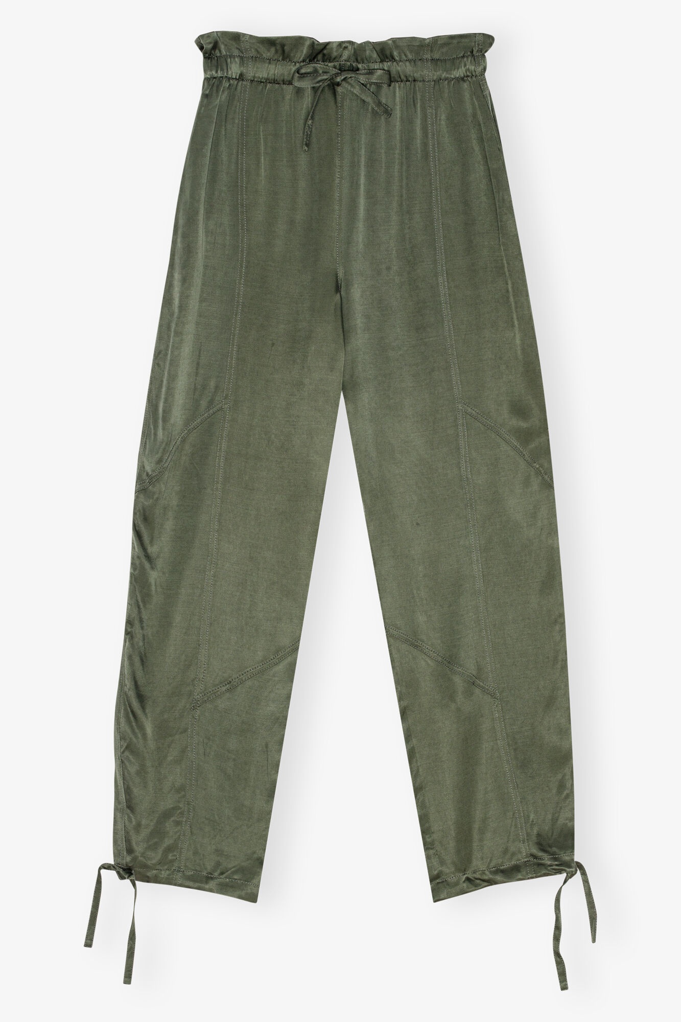 GREEN WASHED SATIN PANTS - 1