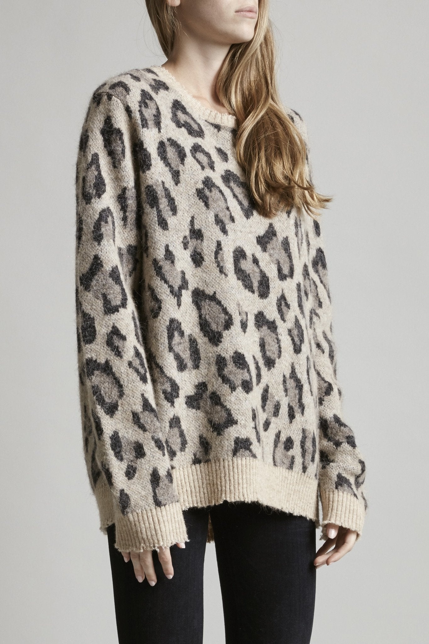 LEOPARD CASHMERE CREWNECK SWEATER - 4