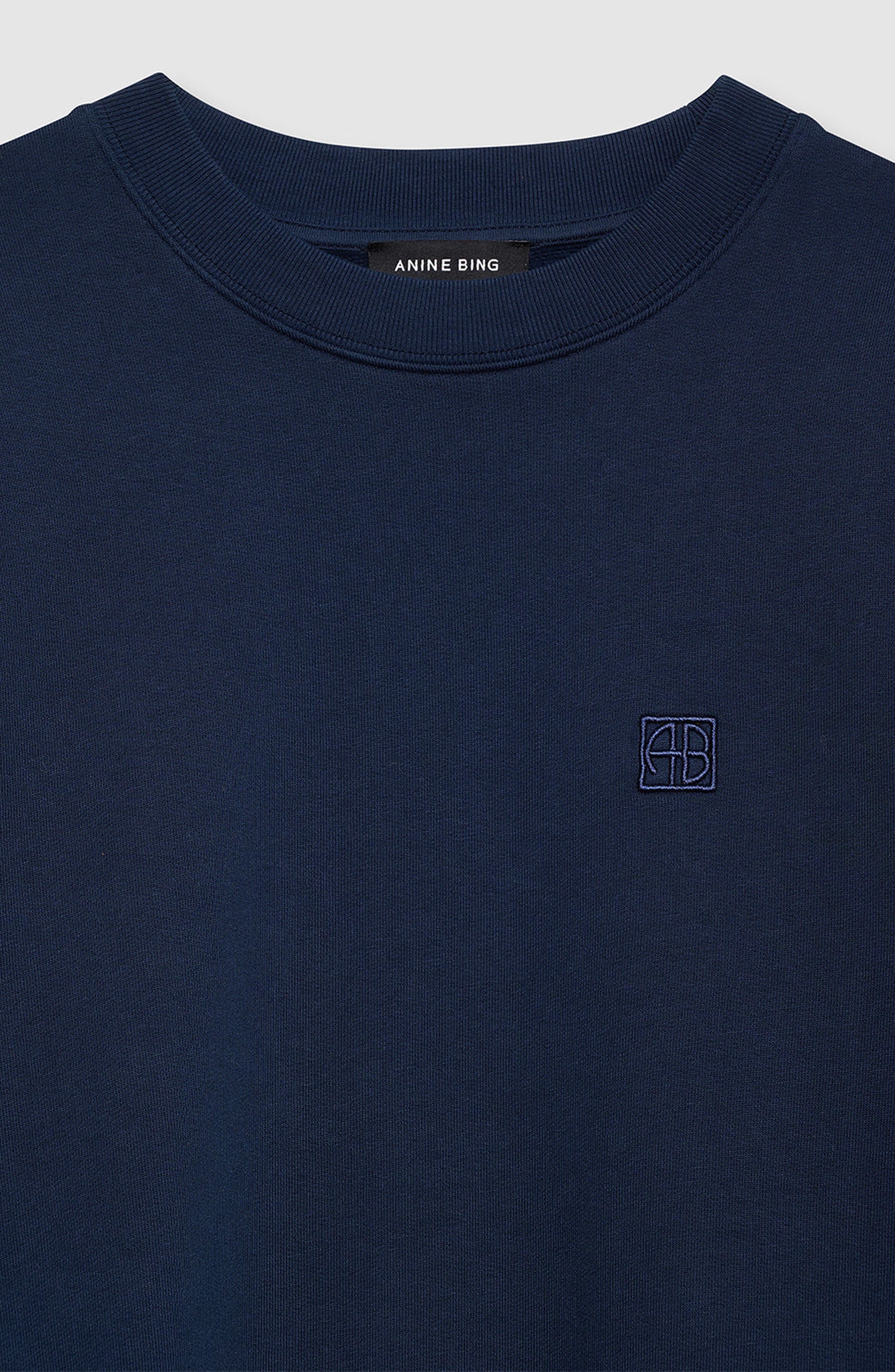 ANINE BING Miles Sweatshirt Framed Monogram in Washed Navy at Nordstrom - 3
