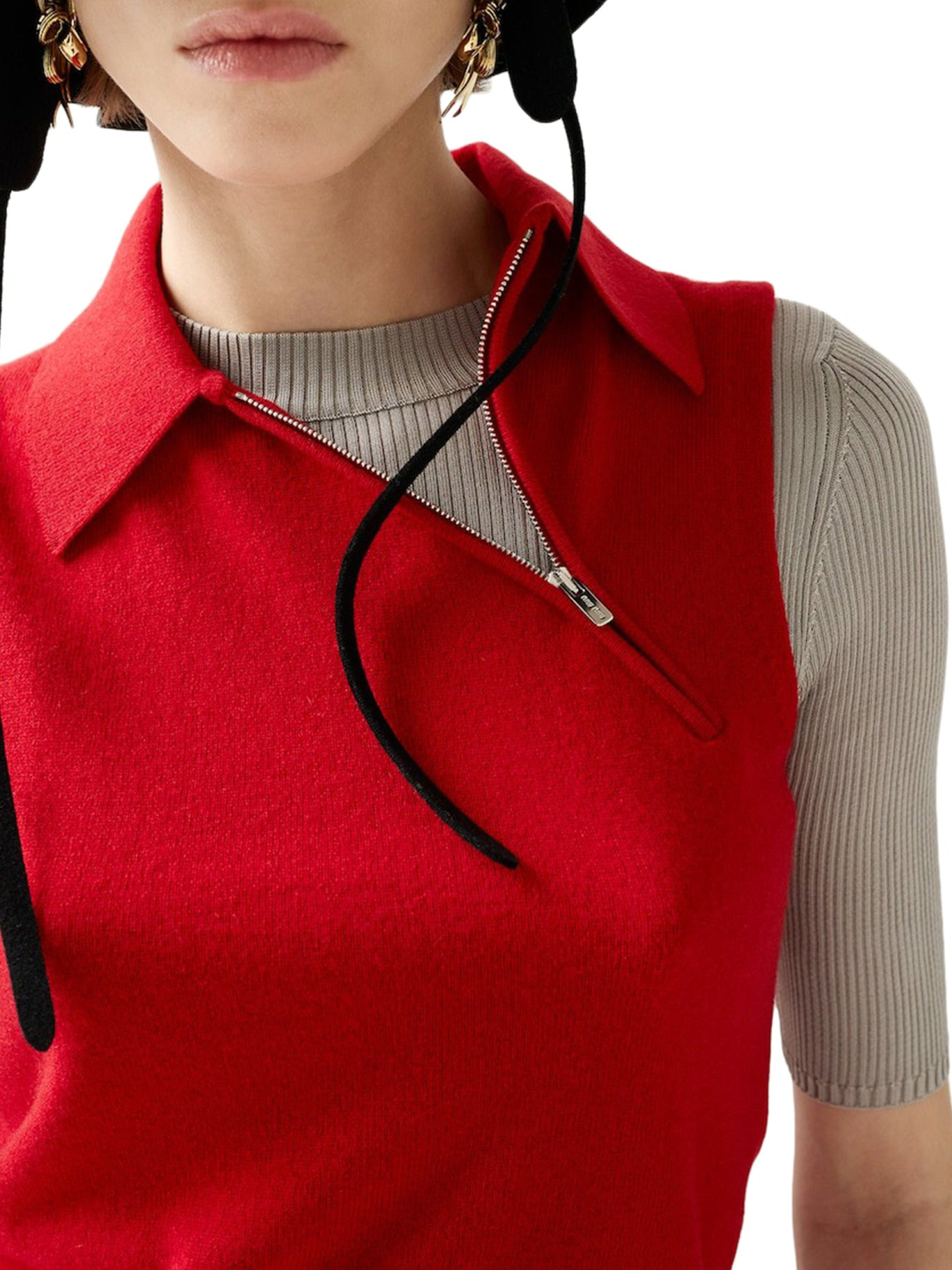 CASHMERE SLEEVELESS POLO SHIRT - 4