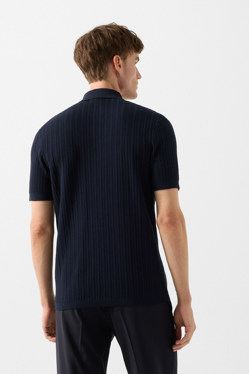 Tobias knitted polo shirt in Navy blue 3