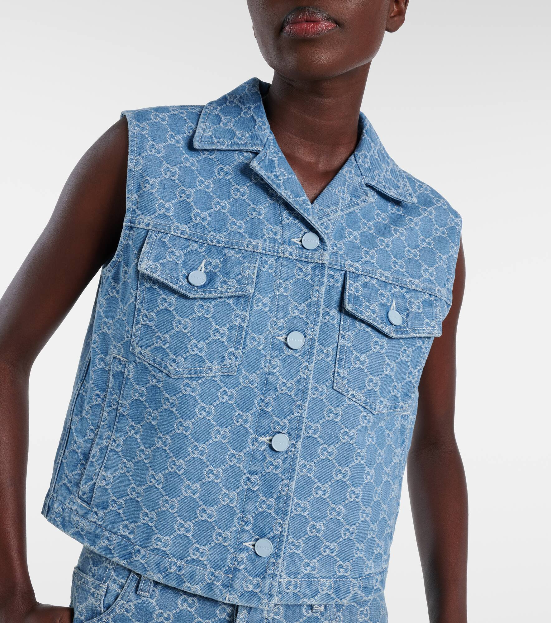 GG denim vest - 5