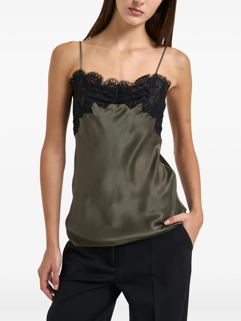 lace-trim sleveeless top - 1