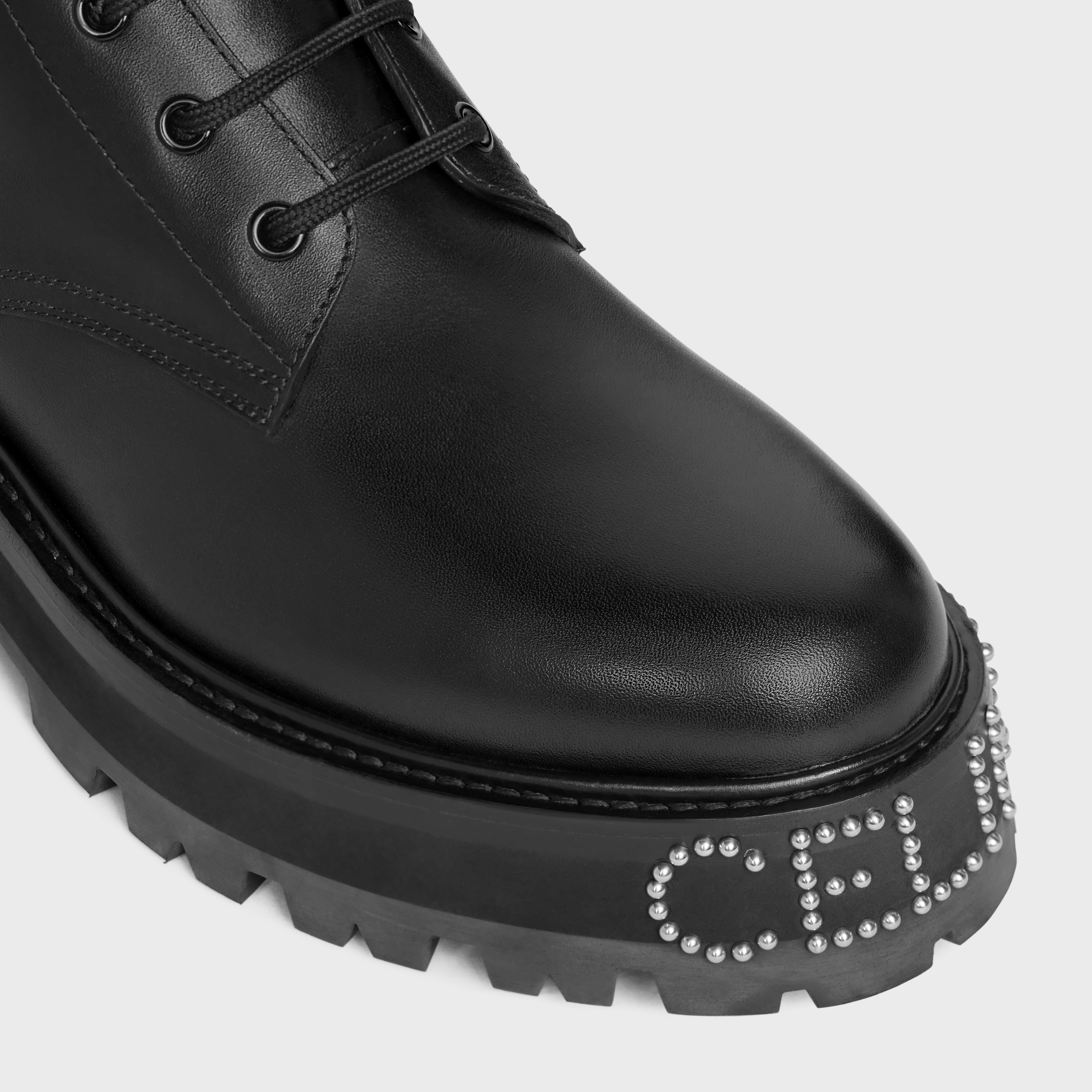 LACE-UP BOOT WITH TRIOMPHE AND STUDDED OUTSOLE CELINE BULKY in SHINY BULLSKIN - 4