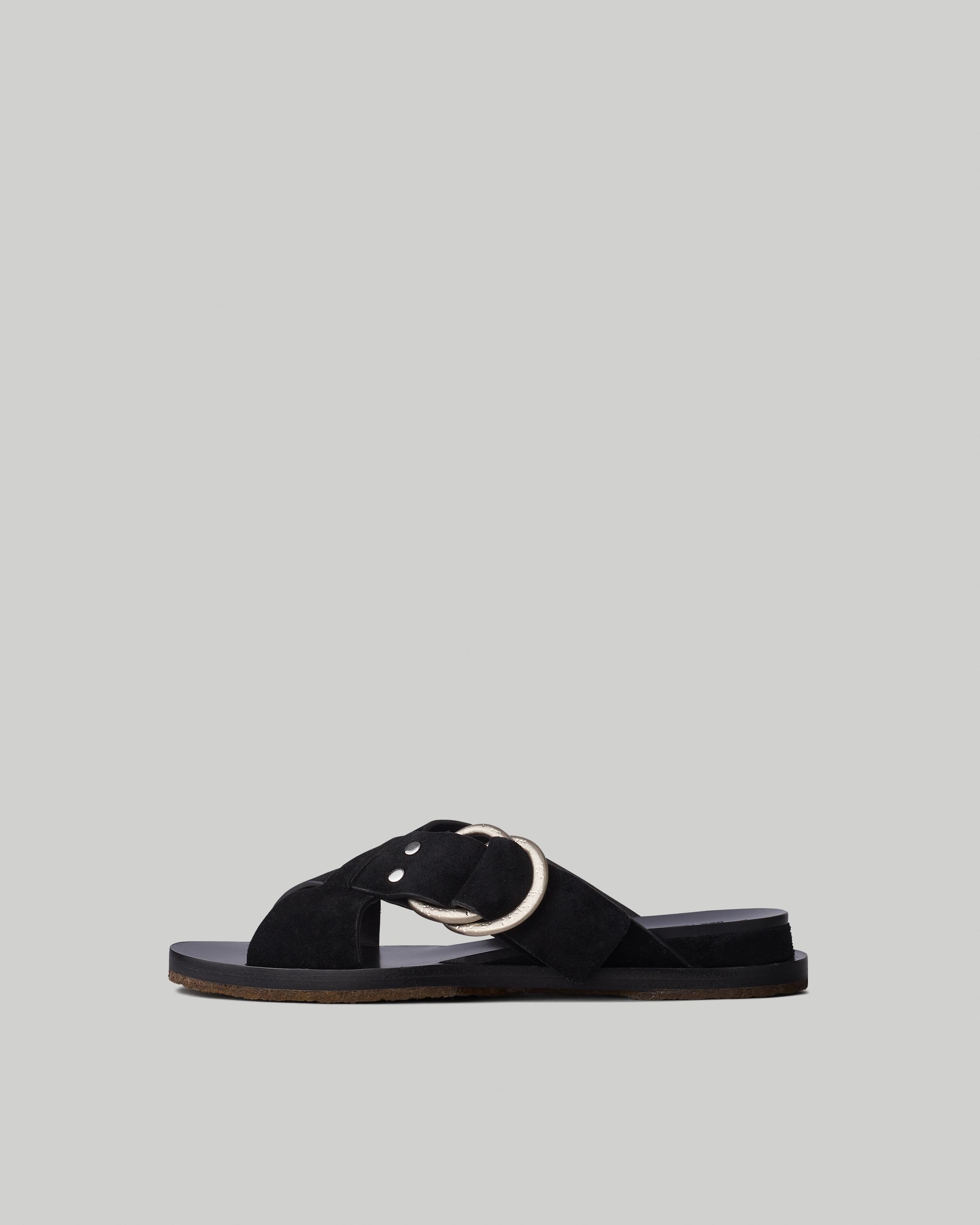 rag & bone Beau Cross Strap Slide - Suede Flat Sandal