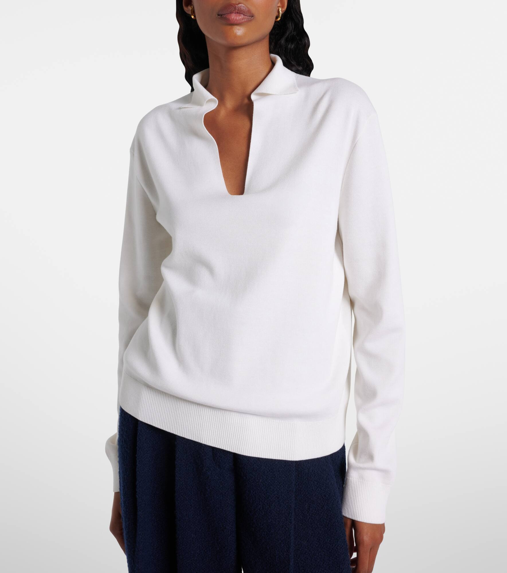 Silk and cotton polo sweater - 5