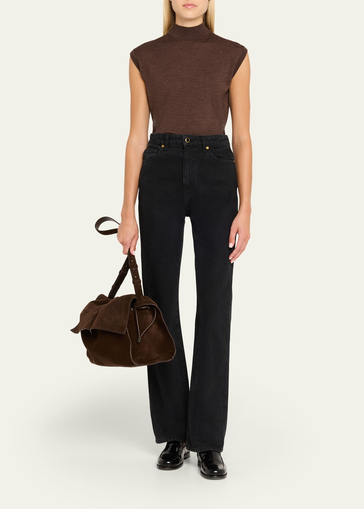 Baggy Small Shoulder Bag in Suede - 6