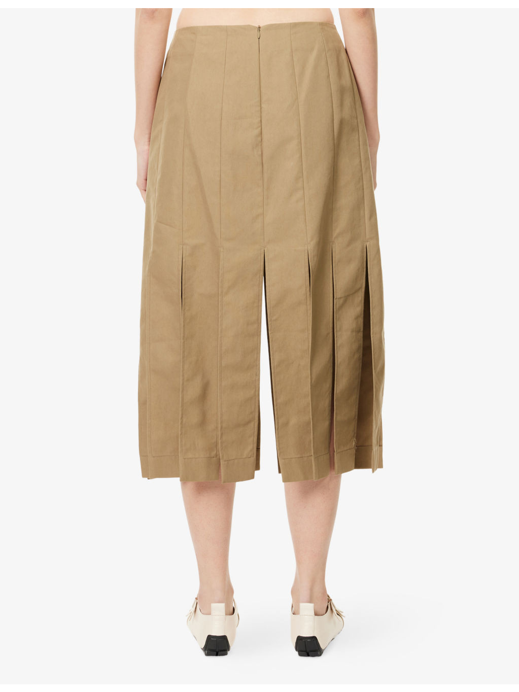 Multi-Split Cotton-Blend Midi Skirt - 4