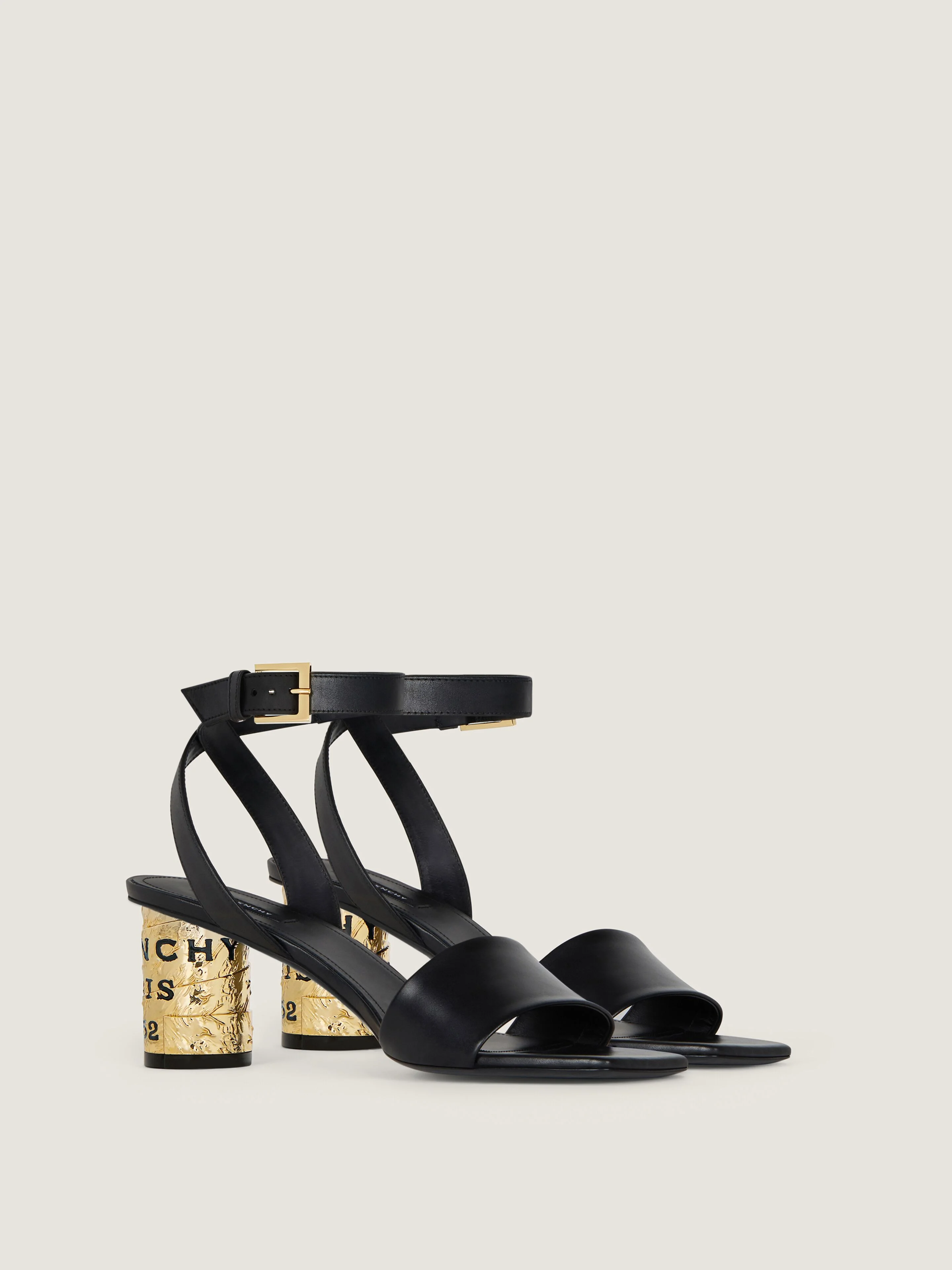TAPE HEEL SANDALS IN LEATHER - 1