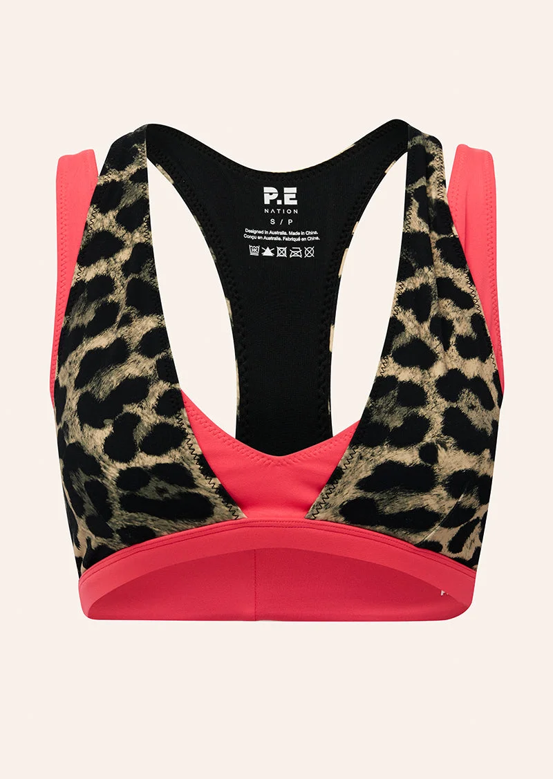 UNITY SPORTS BRA IN LEOPARD & DIVA PINK - 1