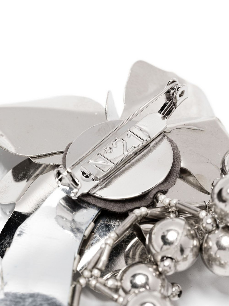 N°21 flower-embellished beaded brooch outlook