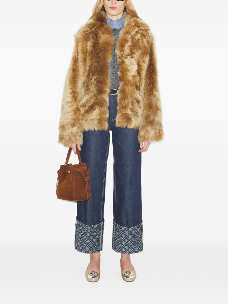 TORY BURCH collar shearling jacket outlook