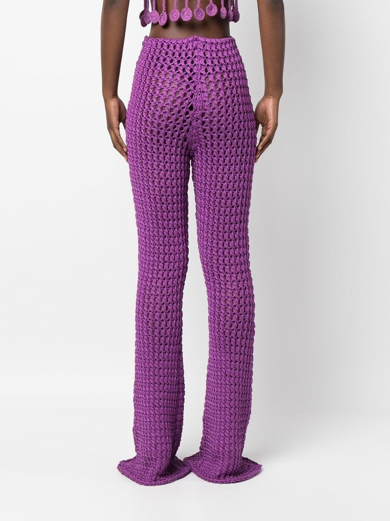 crochet-knit flared trousers 4