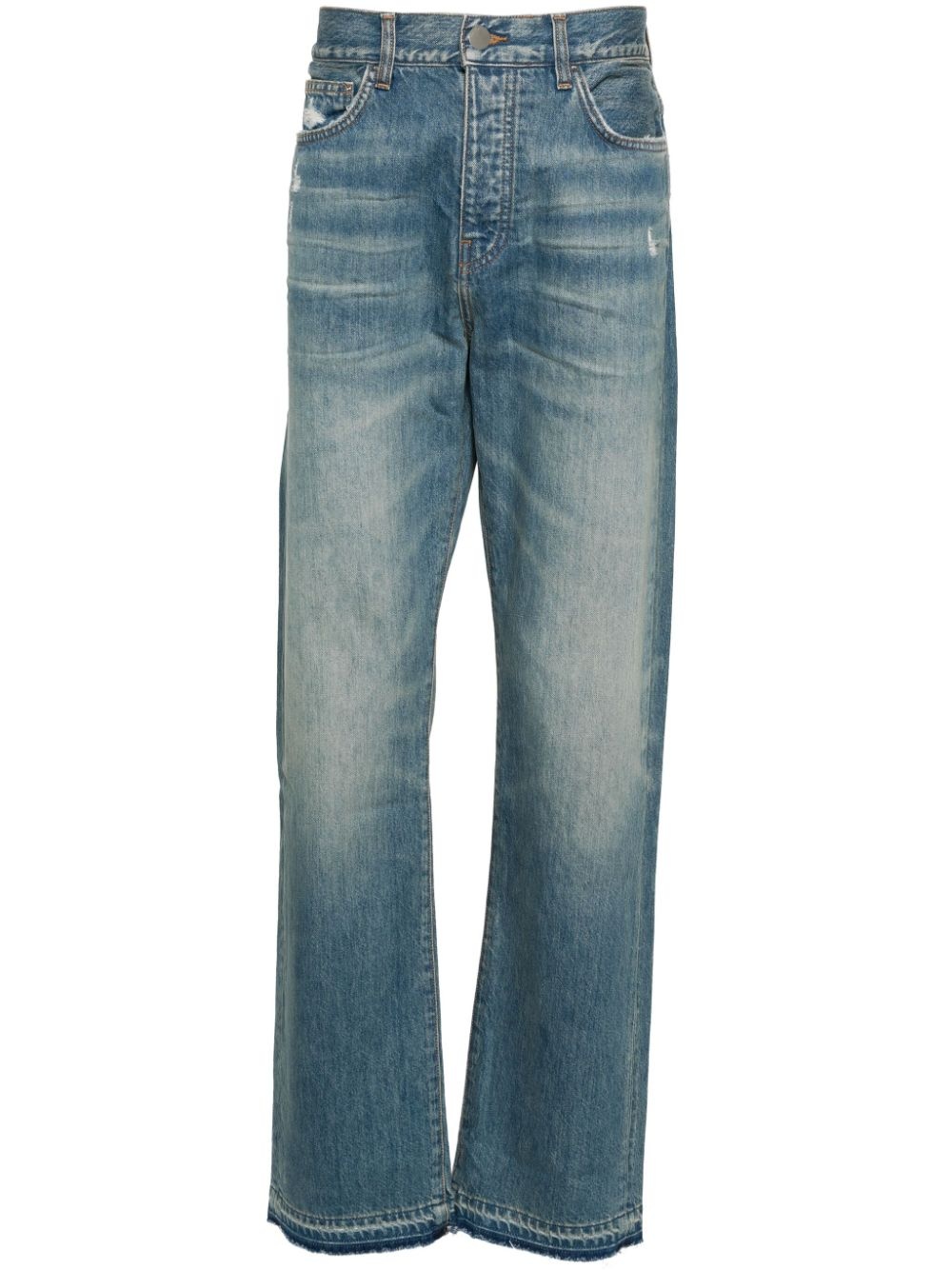 distressed straight-leg jeans - 1