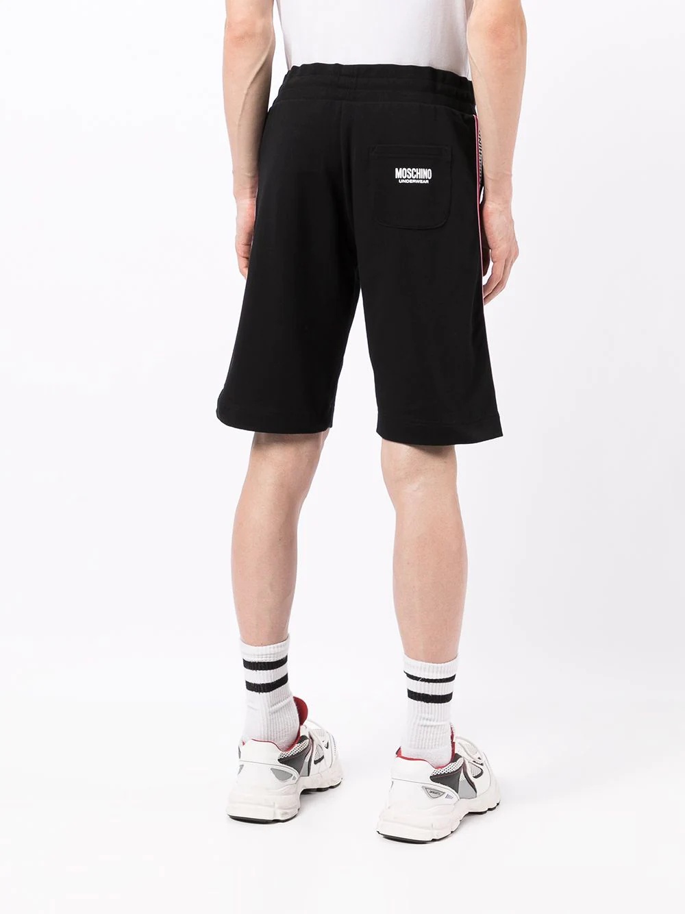 logo-tape cotton track shorts - 4