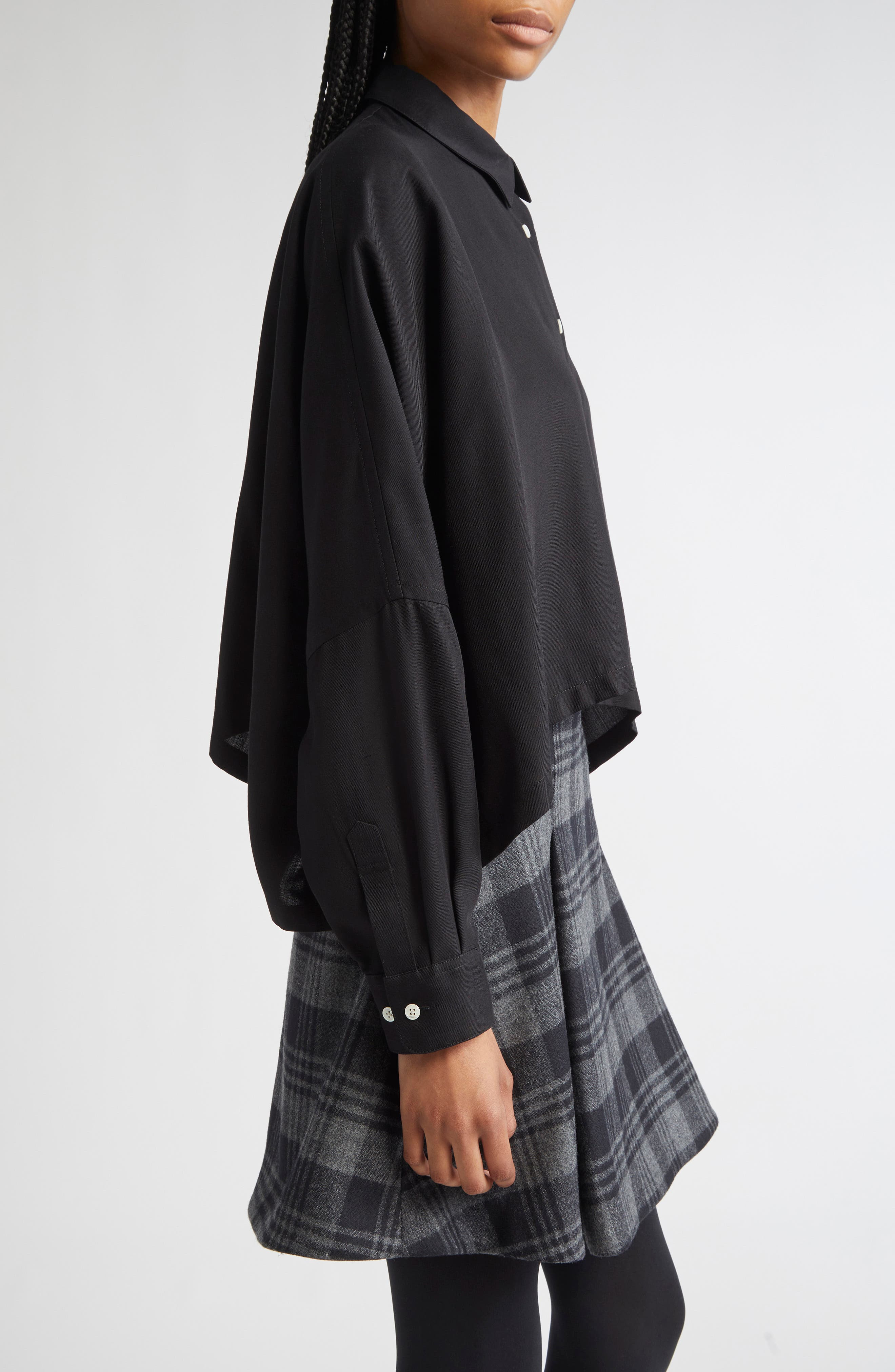 Proenza Schouler Zad Classic Twill Button-Up Top in Black at Nordstrom - 4