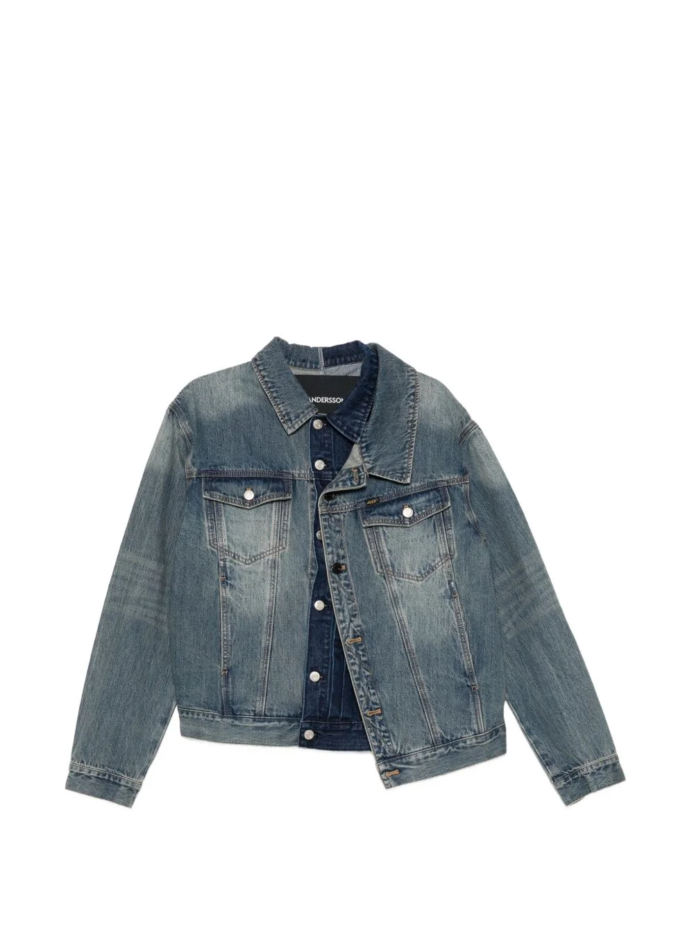 asymmetric-layered denim jacket - 1