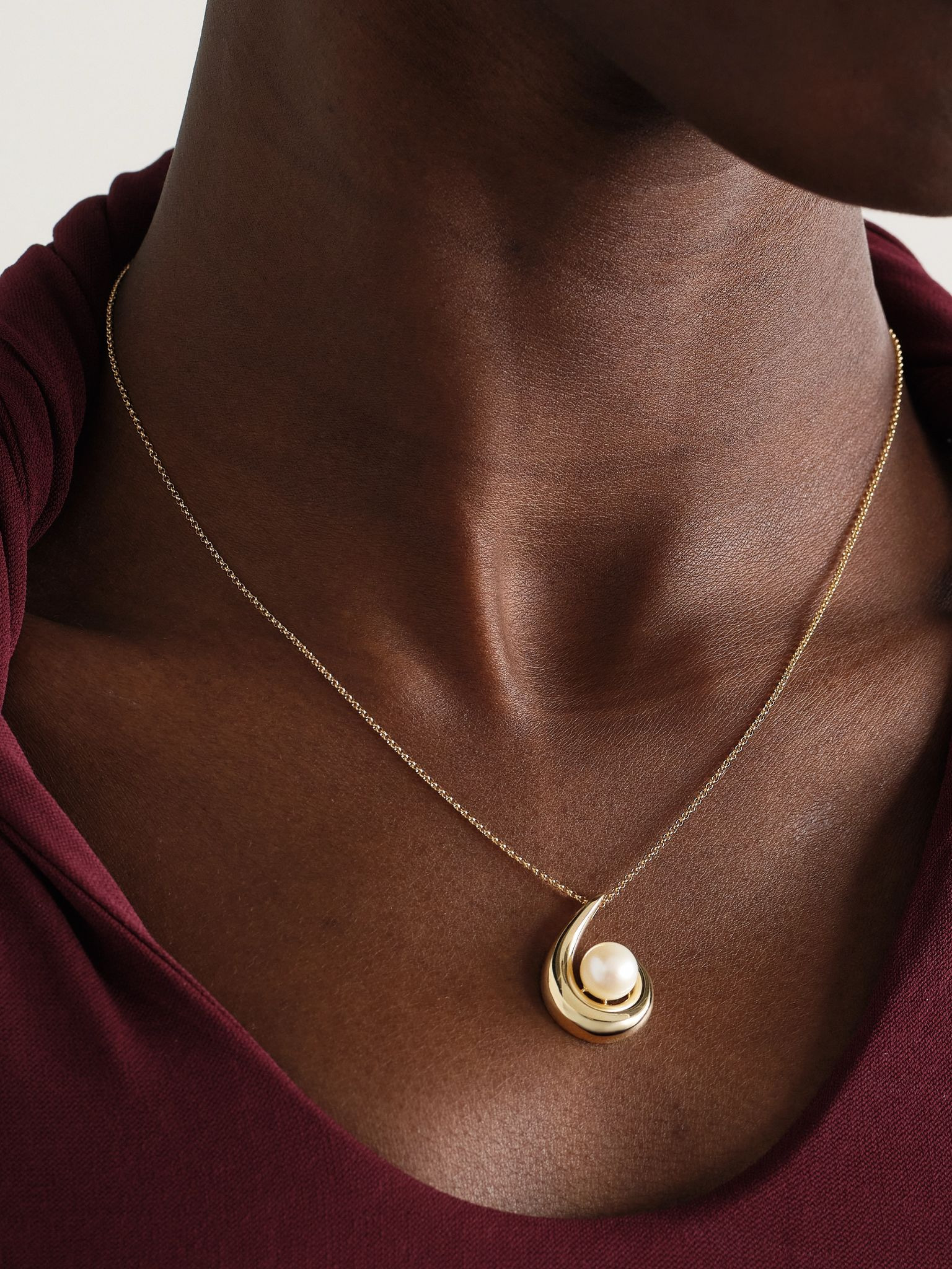 14-karat gold pearl necklace Gold - 2