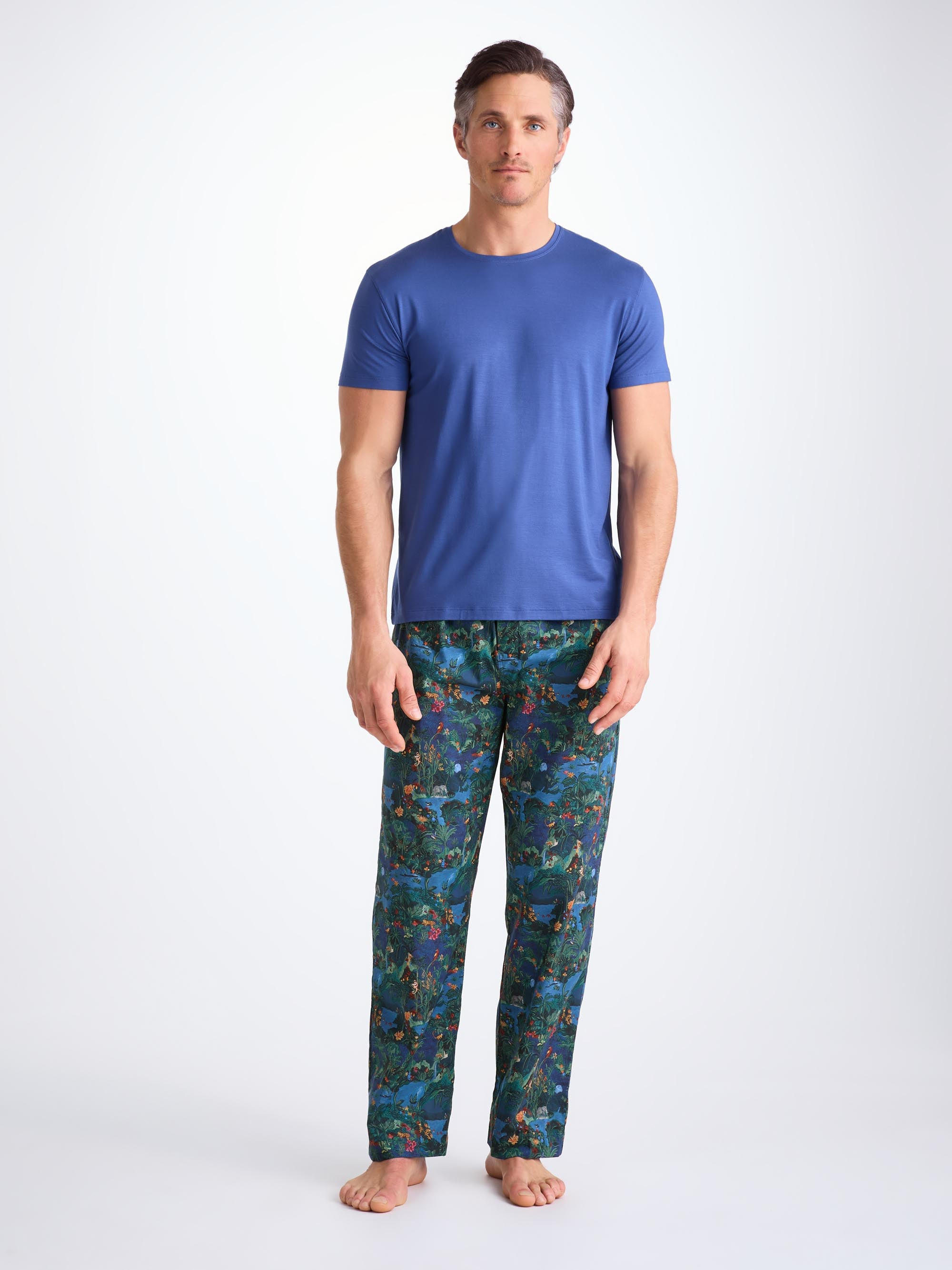 Men's Lounge Pants Cotton Batiste Multi Midnight Jungle Print - 3
