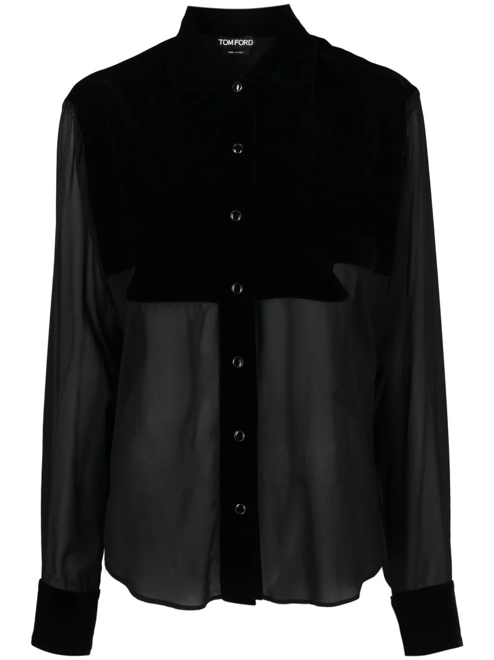 panelled buttoned silk shirt - 1